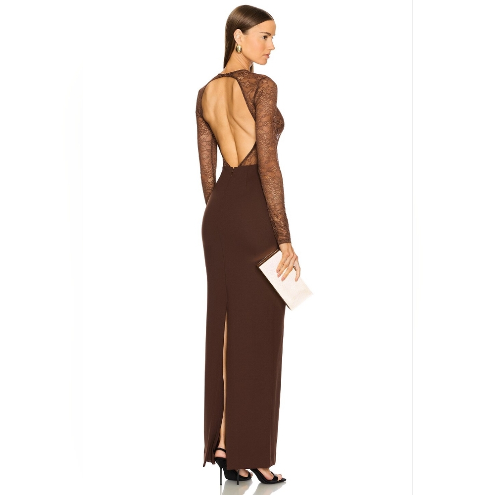 NWT Michael Costello Chocolate Brown X Zaria Gown Size M